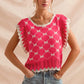 SO ME Bow Ribbon Pattern Sweater Top with Back Key Hole