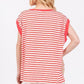 Ces Femme Side Slit Striped Cap Sleeve T-Shirt - DAVERRI FASHIONS