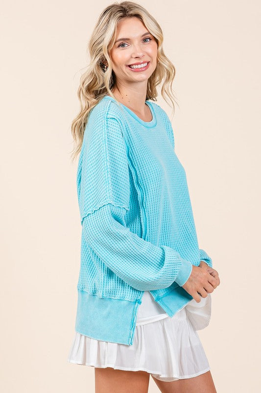 Mittoshop Mineral Wash Waffle Long Sleeve Sweatshirt