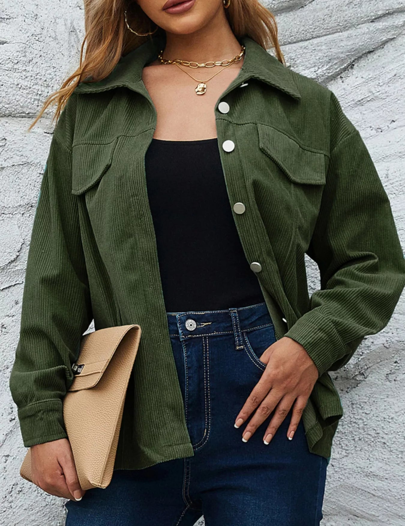 Black Forest Corduroy Button-Down Shacket | Shackets Daverri Fashions