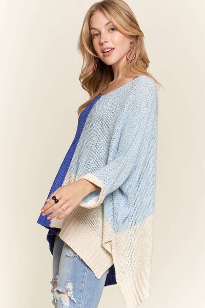 ADORA Side Slit Color Block Long Sleeve Sweater Sweaters