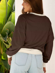 Flower Patch Drop Shoulder Sweatshirt | Tops Daverri Fashions