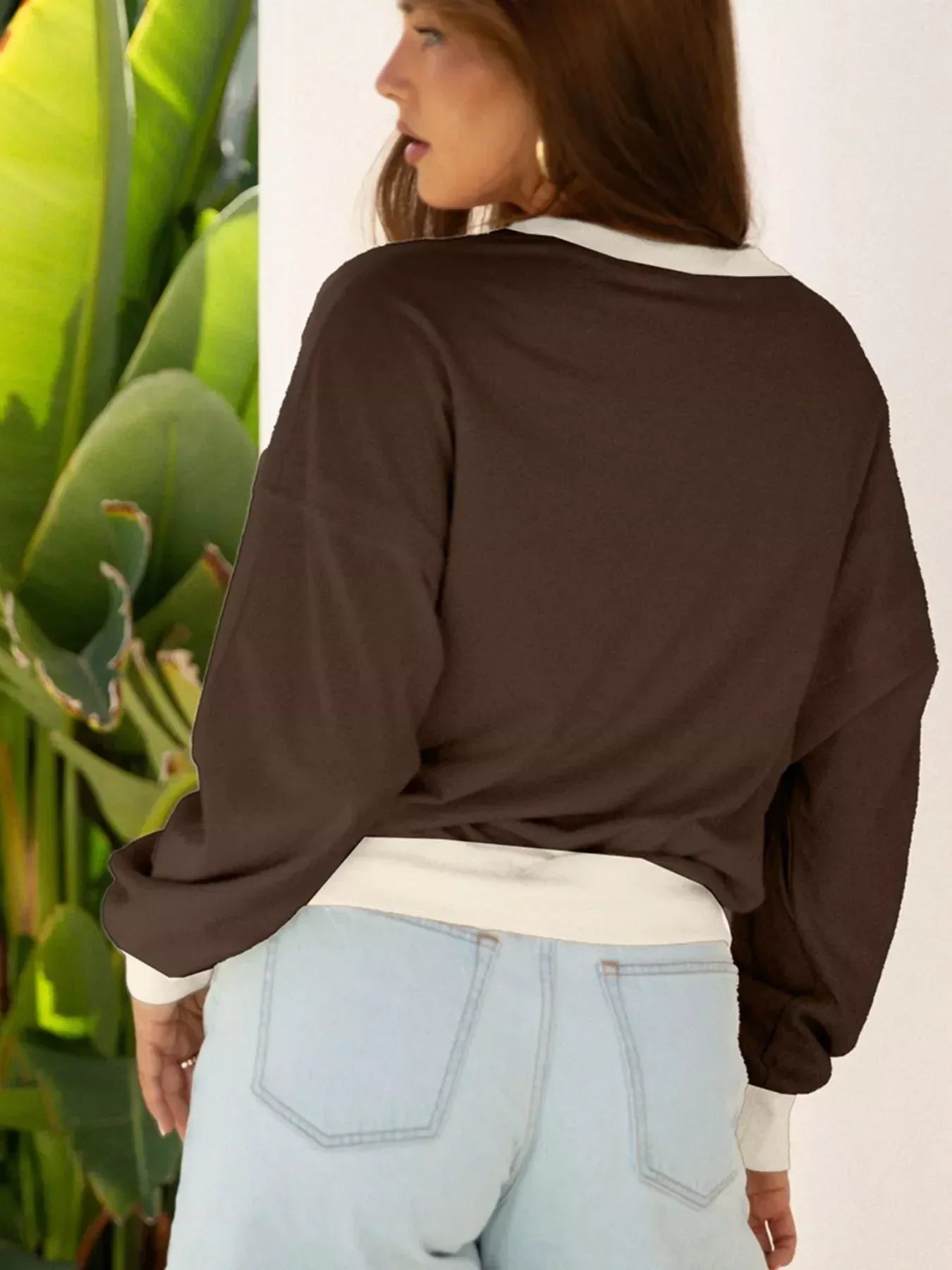 Flower Patch Drop Shoulder Sweatshirt - DAVERRI FASHIONS