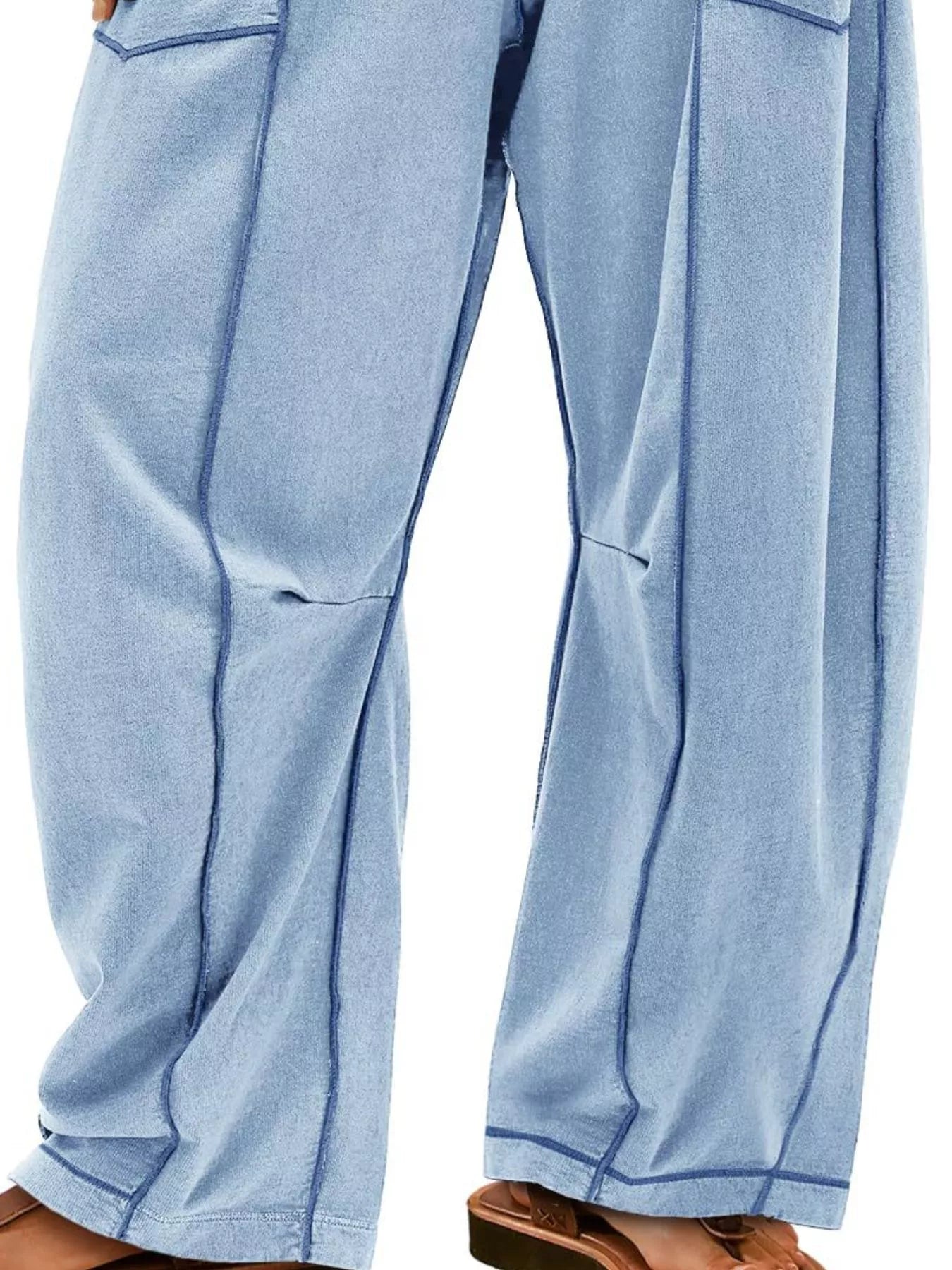 Drawstring Wide Leg Elastic Waist Pants | Pants Daverri Fashions