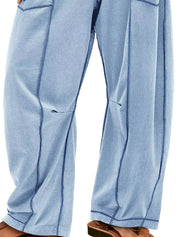 Drawstring Wide Leg Elastic Waist Pants | Pants Daverri Fashions