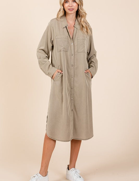 Mittoshop Button Down Long Sleeve Shirt Dress