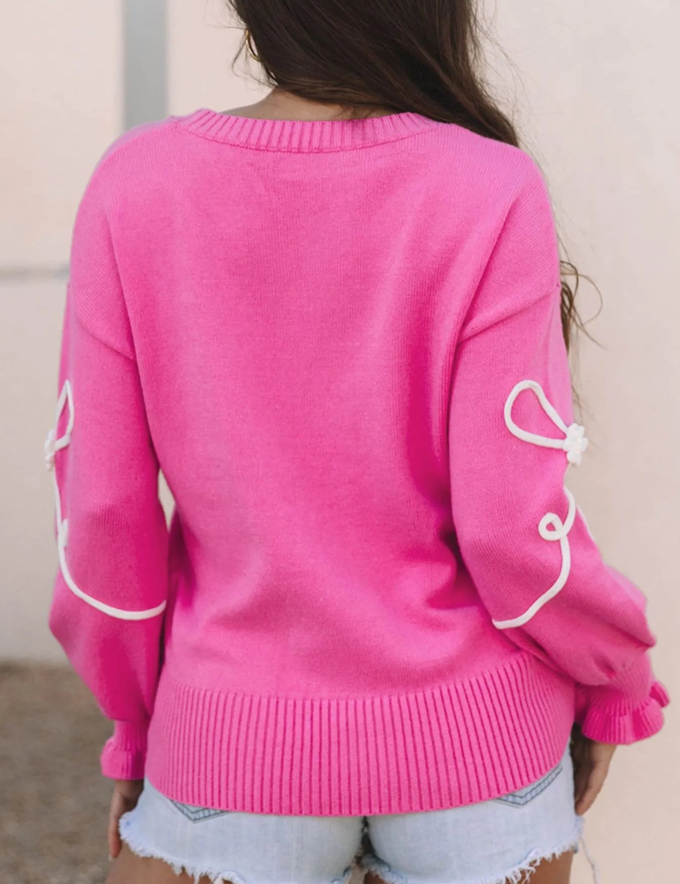 Ribbed Hem Long Sleeve Sweater | Sweaters Daverri Fashions