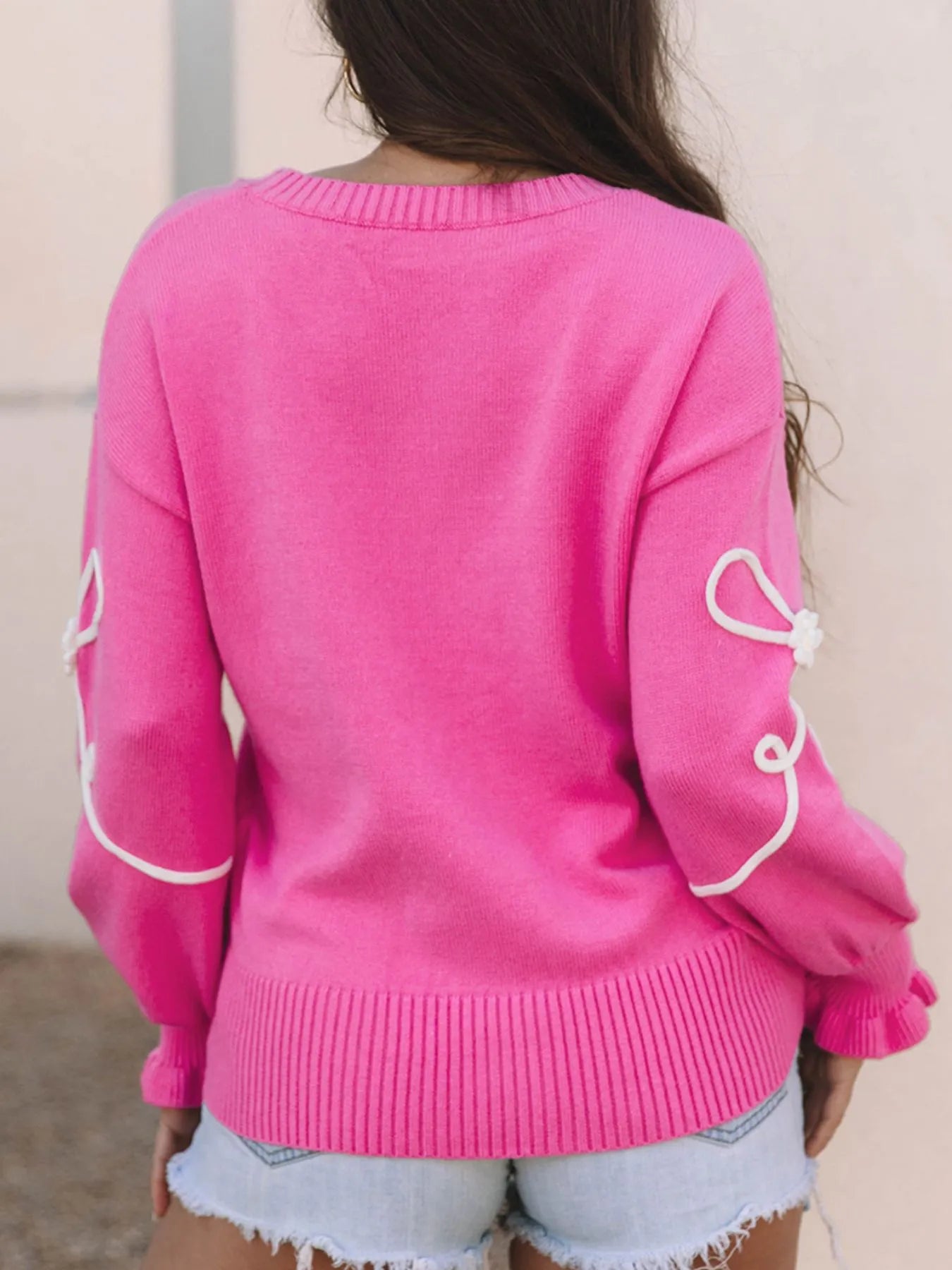 Ribbed Hem Long Sleeve Sweater | Sweaters Daverri Fashions