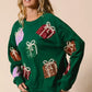 BiBi Sequin Christmas Gift Box Embroideries Pullover - DAVERRI FASHIONS
