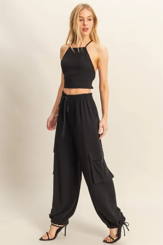 HYFVE Crop Top and Cargo Pants Set Outfit Sets