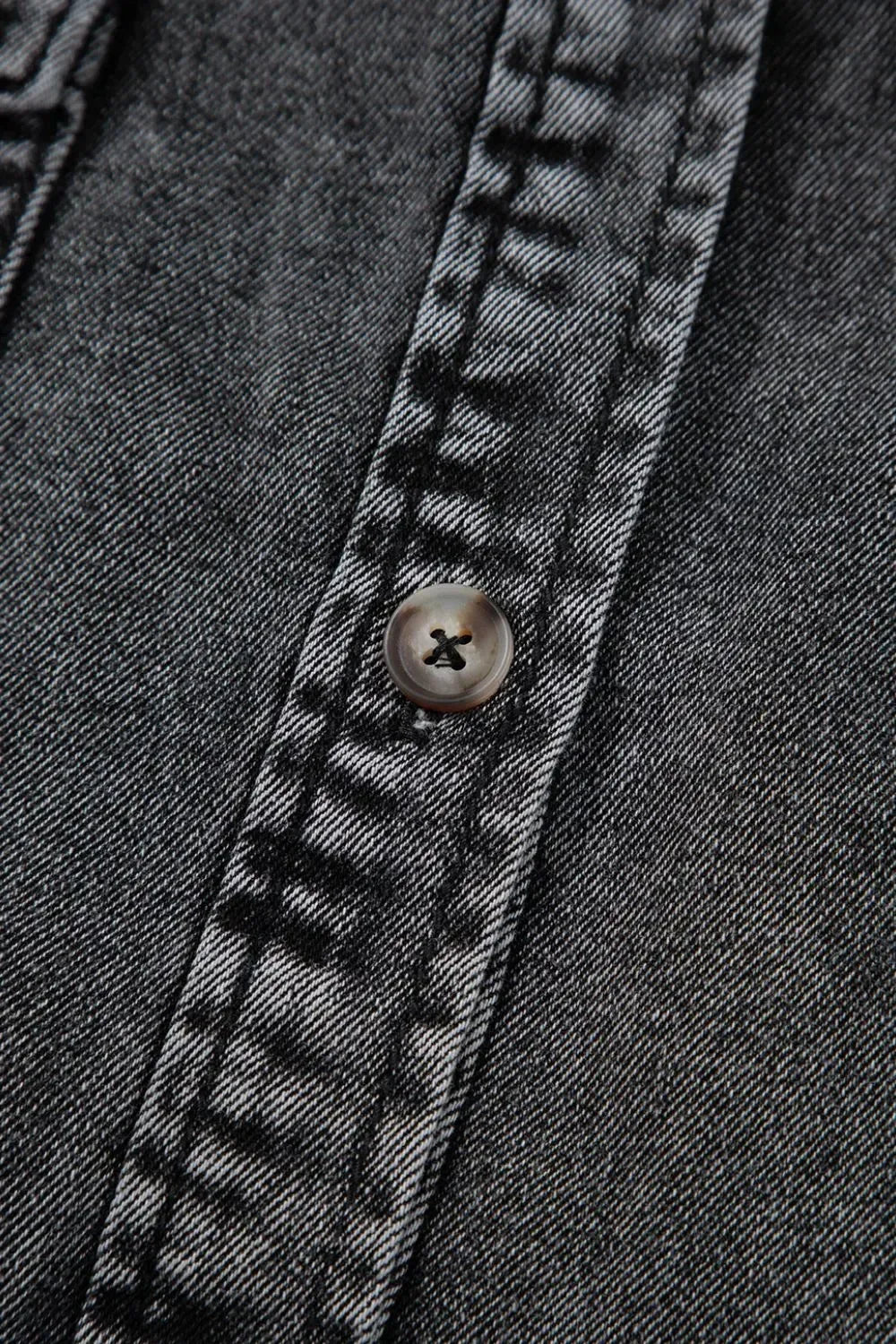 Short Sleeve Flap Pocket Button Up Raw Hem Denim Shirt - DAVERRI FASHIONS