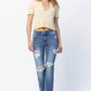 Judy Blue Full Size Mid Rise Destroy Straight Jeans Plus Size - DAVERRI FASHIONS
