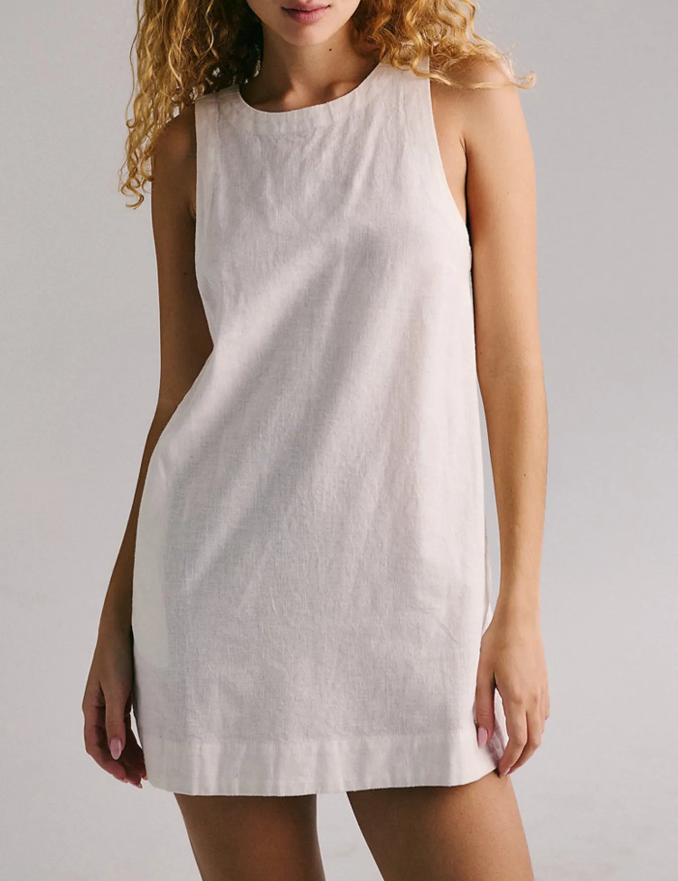 White Backless Sleeveless Denim Mini Dress | Mini Dresses Daverri Fashions