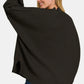 Zenana Side Slit Oversize Sweater Black - DAVERRI FASHIONS