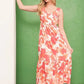 Lime 'N' Chili Sleeveless Floral Print V-Neck Midi Dress - DAVERRI FASHIONS