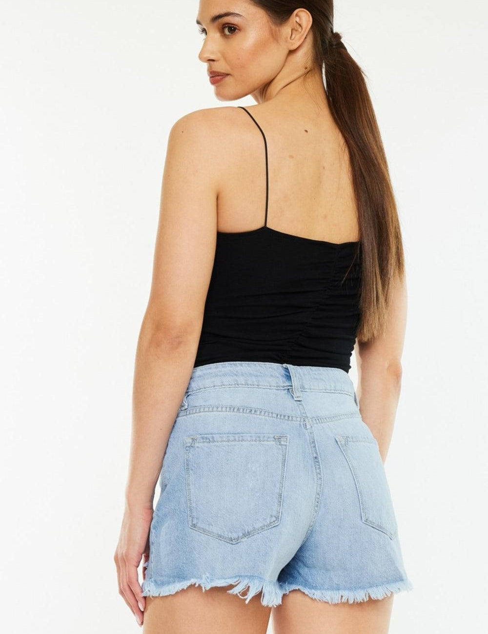 Kancan Raw Hem Distressed High Waist Denim Shorts | Denim Shorts Daverri Fashions