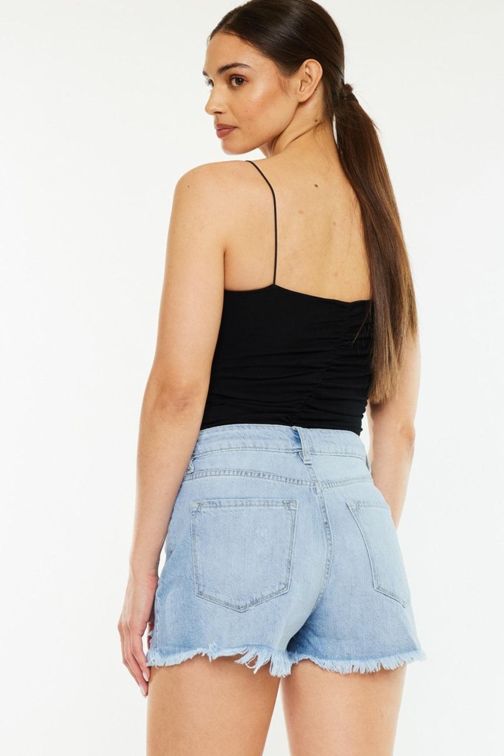Kancan Raw Hem Distressed High Waist Denim Shorts | Denim Shorts Daverri Fashions