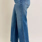 Judy Blue Full Size High Waist Tummy Control Chew Hem Destroy Wide Jeans Plus Size - DAVERRI FASHIONS