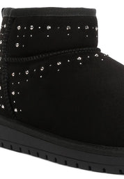 Winifred Rhinestone Embellished Fur Lined Boots | Boots Daverri Fashions