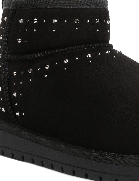 Winifred Rhinestone Embellished Fur Lined Boots | Boots Daverri Fashions