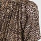 Umgee Leopard Bubble Sleeve Scalloped Hem Blouse - DAVERRI FASHIONS