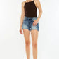 Kancan High Waist Raw Hem Denim Shorts - DAVERRI FASHIONS