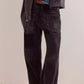 Daverri Washed Relaxed Fit Barrel Jeans in dark-wash denim with patchwork