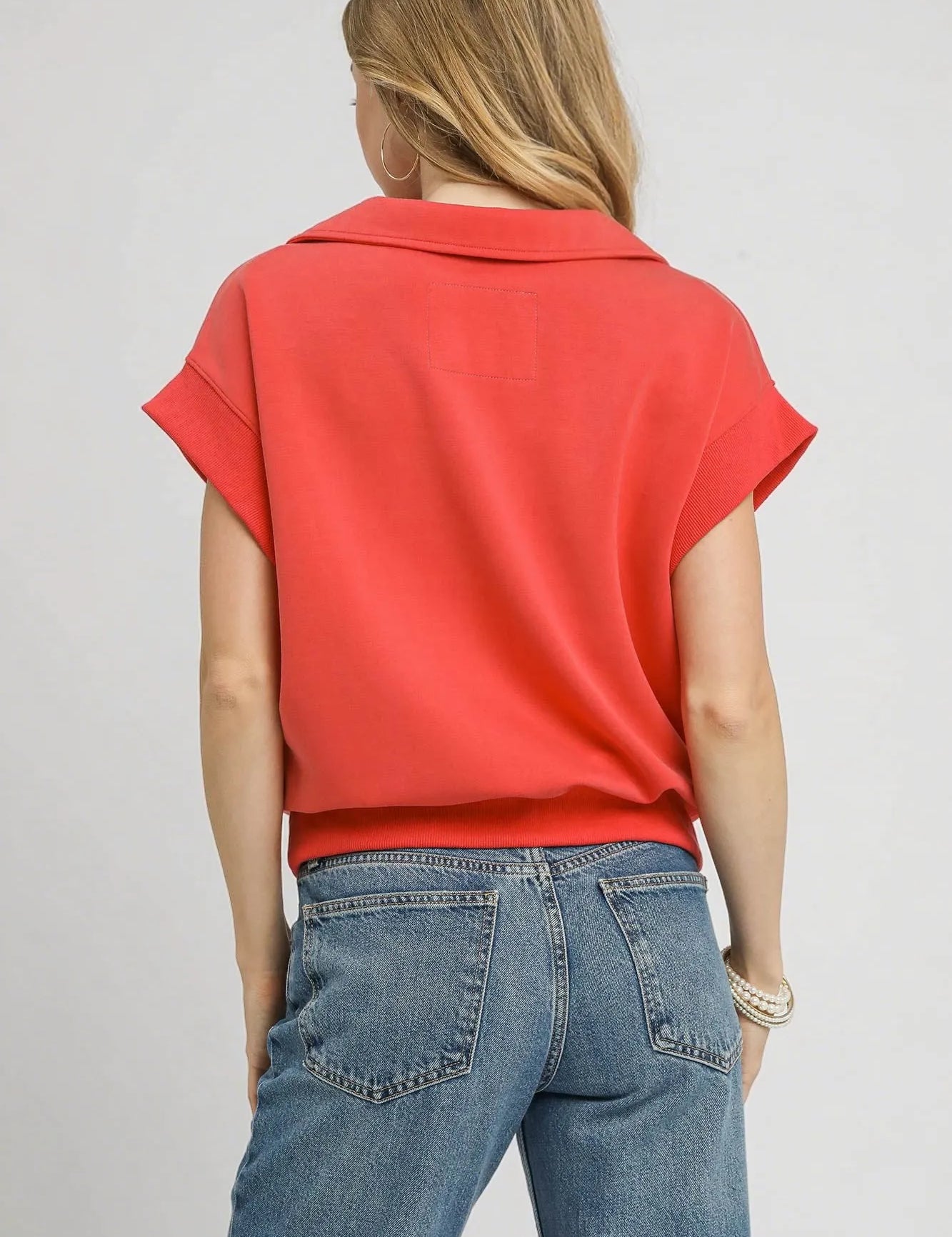 Umgee Luxe Knit Collared Short Sleeve Polo Sweatshirt | Sweatshirts Daverri Fashions