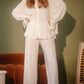 Button Up Long Sleeve Top and Pants Set - DAVERRI FASHIONS