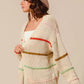 SO ME Loose Fit Multi Stripe Open Front Cardigan - DAVERRI FASHIONS