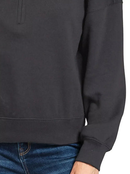 Zenana Fleece High Neck Half Zip Sweatshirt Black - DAVERRI FASHIONS