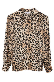 Satin Leopard Print Blouse Blouses