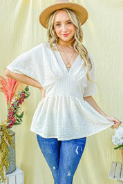 And The Why Textured and Soft V Neck Casual Top | Tops Daverri Fashions