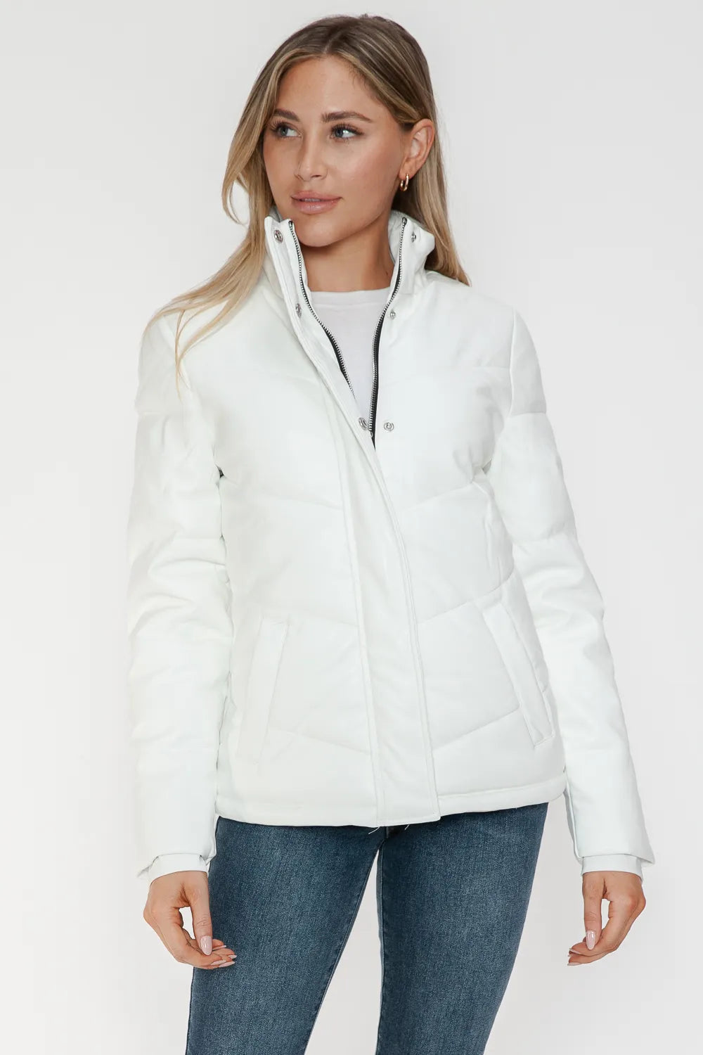 Snobbish Pocketed Zip Up Turtleneck Puffer Jacket Jackets