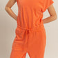 HYFVE Back Keyhole Round Neck Cap Sleeve Drawstring Jumpsuit