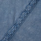 Blue denim baggy sweatshirt with diagonal lace patchwork trim