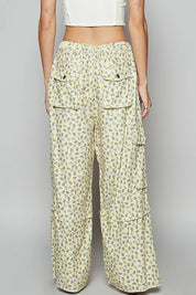 POL Floral Cargo Wide Leg Pants with Lace Drawstring | Pants Daverri Fashions