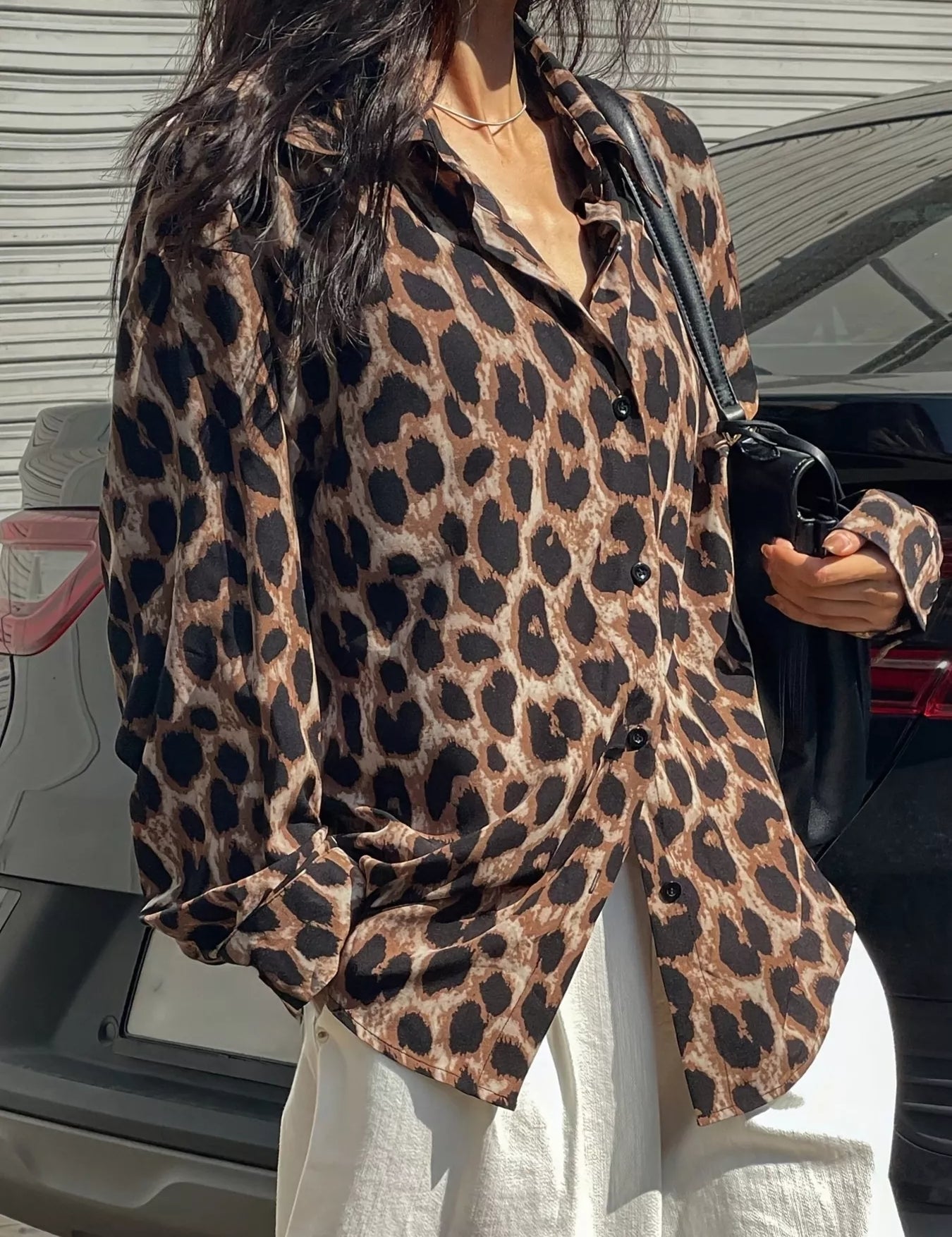 Leopard Leopard Print Button-Down Shirt | Shirts Daverri Fashions