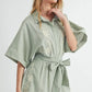 MABLE Embroidered Button Down Collared Neck Romper Rompers