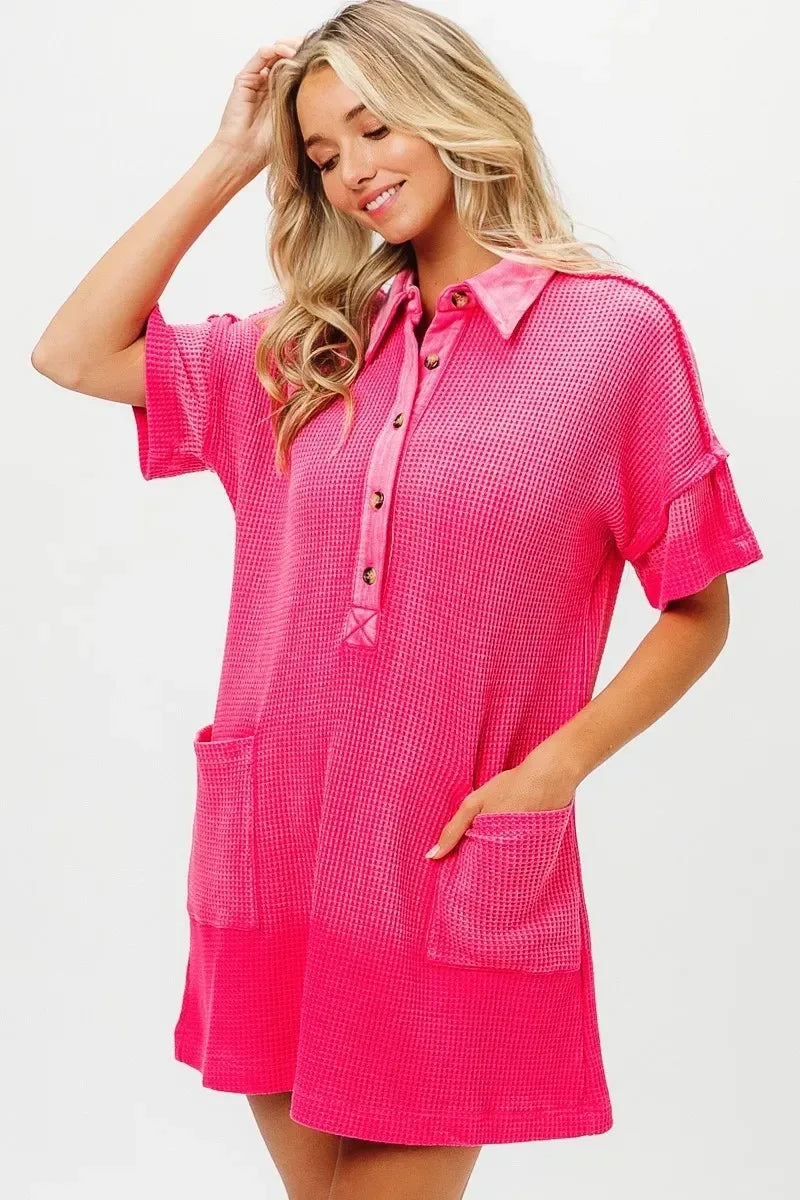 BiBi Dip Dye Mineral Washed Knit Dress - DAVERRI FASHIONS