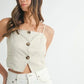 MABLE Linen Mix Button Down Tank Top - DAVERRI FASHIONS