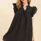 Umgee Full Size Layered Ruffle Sleeve Mini Dress Plus Size Black Mini Dresses