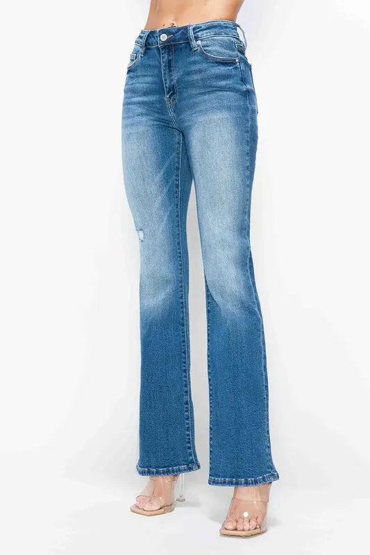 bytos Full Size Distressed High Rise Jeans with Pockets | Jeans Daverri Fashions