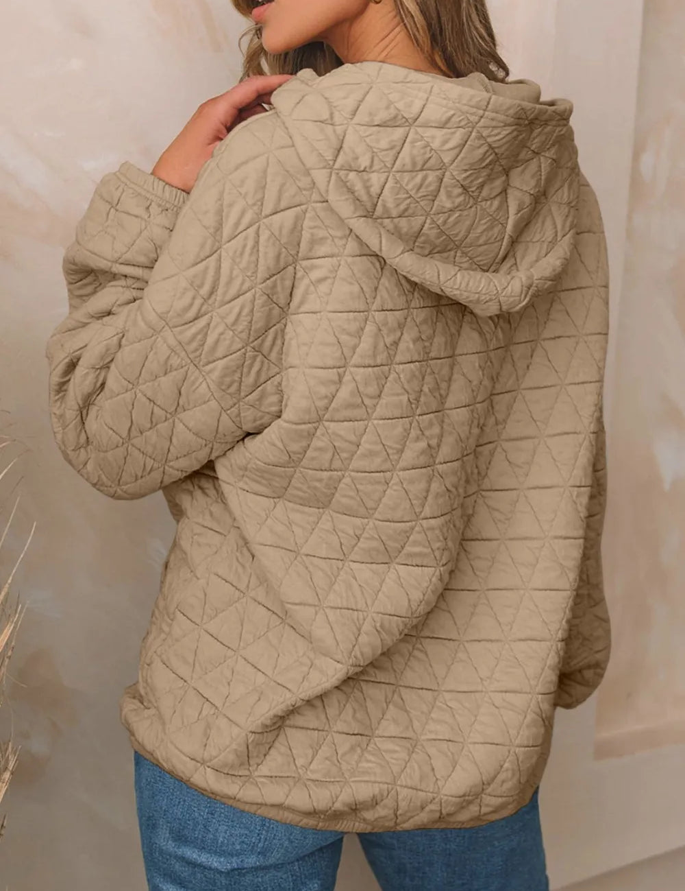 Textured Long Sleeve Hoodie with Pockets | Hoodies Daverri Fashions