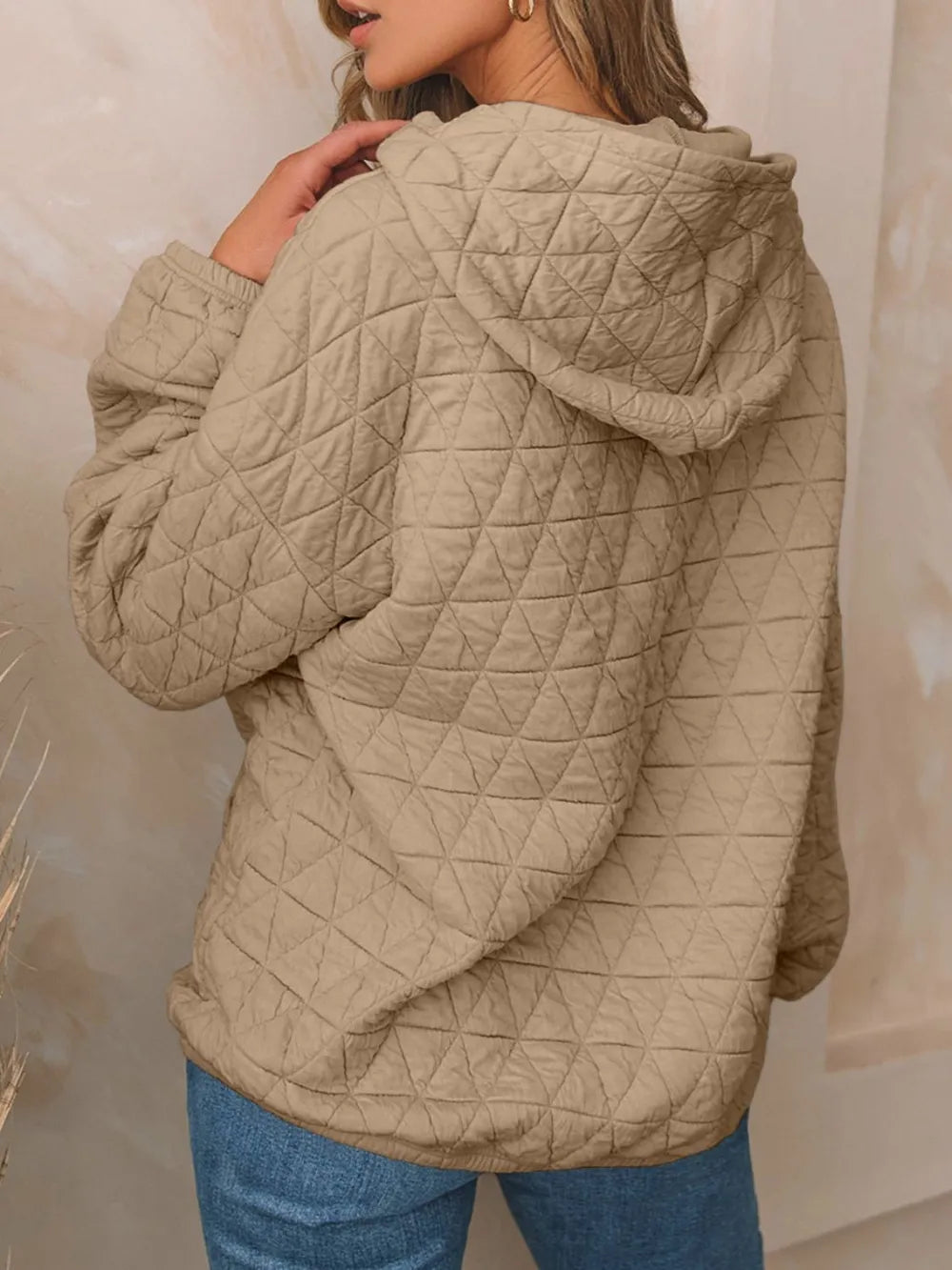 Textured Long Sleeve Hoodie with Pockets | Hoodies Daverri Fashions