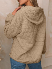 Textured Long Sleeve Hoodie with Pockets | Hoodies Daverri Fashions