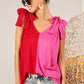 BiBi Shoulder Ribbon Tied Contrast Tank Tank Tops