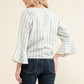 And The Why Stripe Tie Knot Front Bell Sleeve Top - DAVERRI FASHIONS