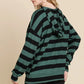 BOMBOM Drawstring Striped Dropped Shoulder Hoodie - DAVERRI FASHIONS