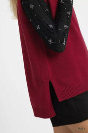 Umgee High-Low Turtleneck Sleeveless Sweater Top | Sweaters Daverri Fashions